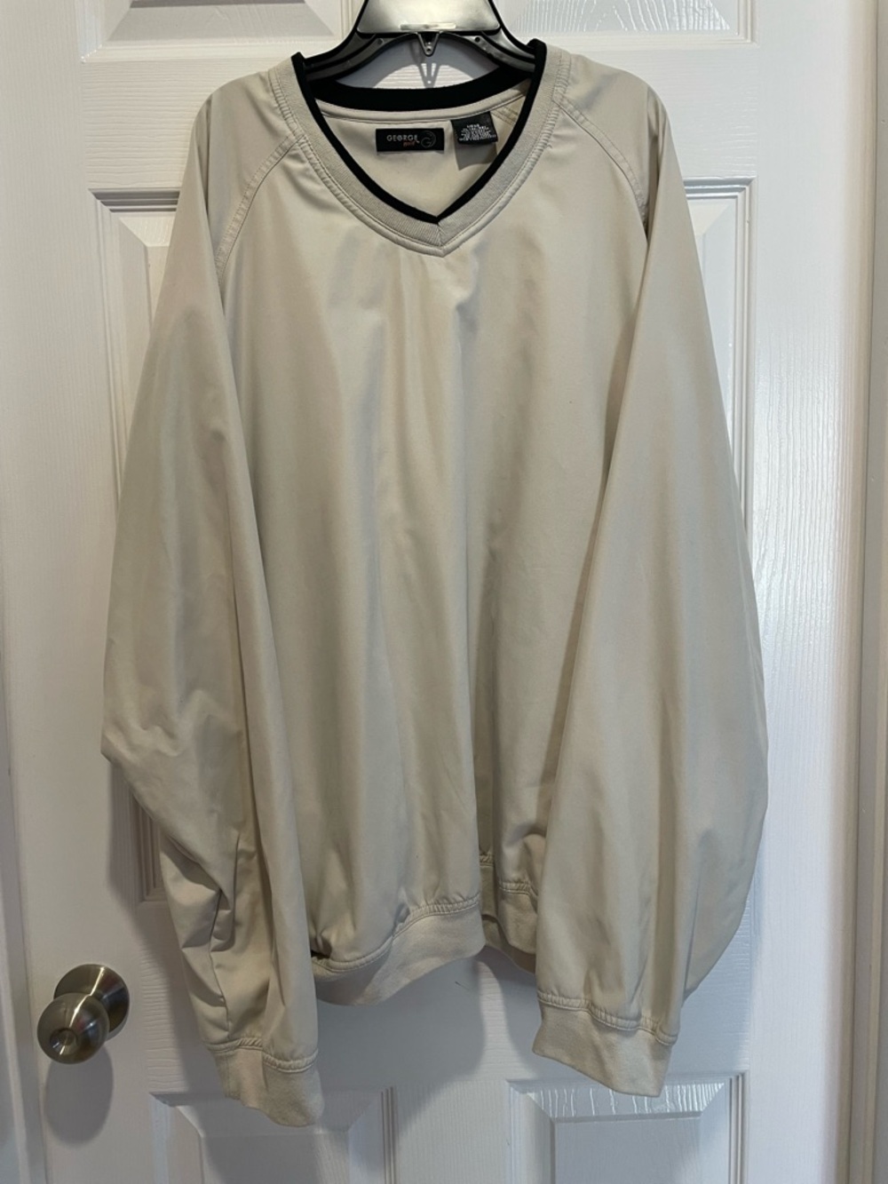 George Men V-Neck Jacket in Cream with Black Trim